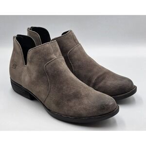 Born Women's Kerri Western Ankle Boots Distressed Taupe Back Zipper Size 9.5 M